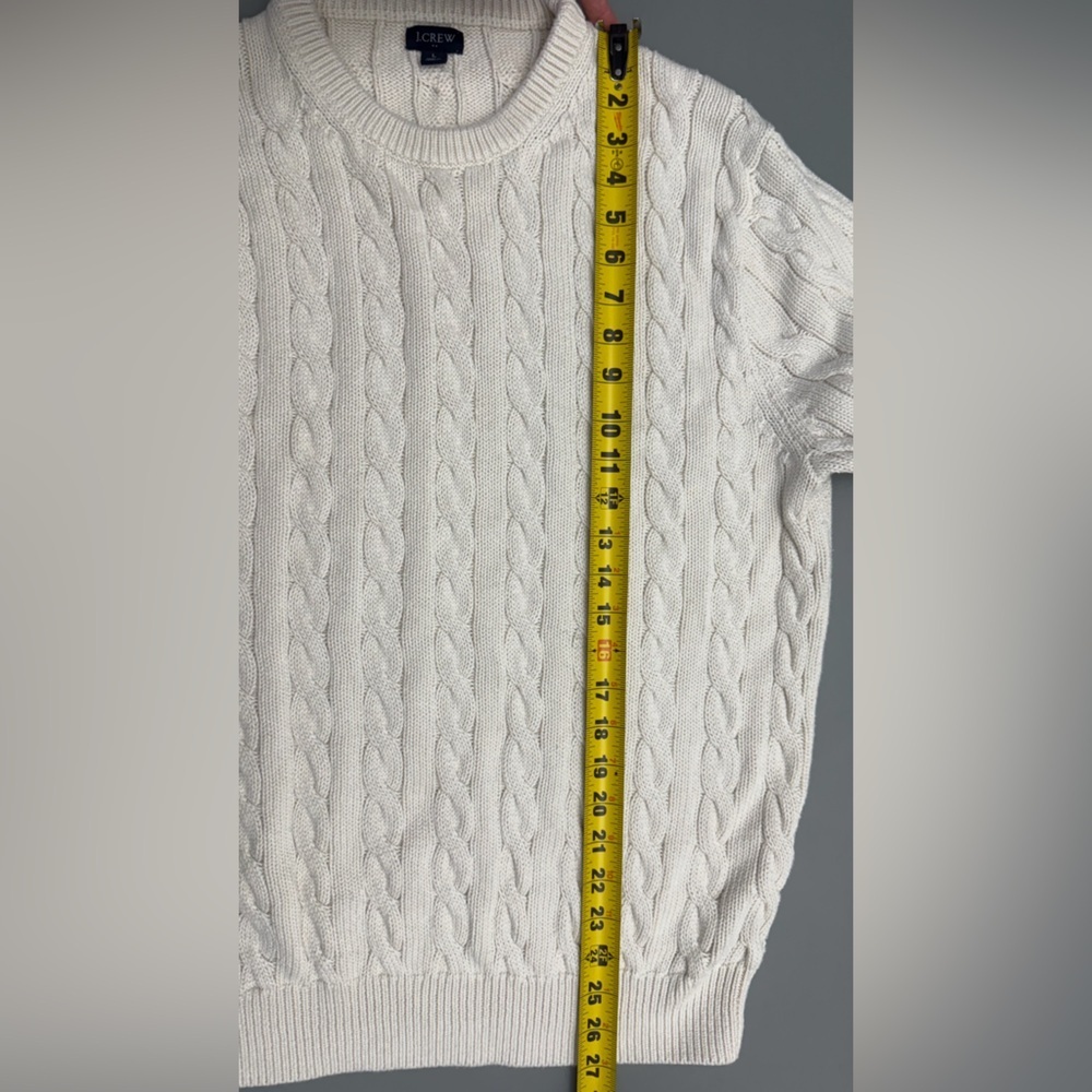 J.Crew Cable Knit Sweater Cream Ivory 100% Cotton Long Sleeve Size L - Picture 8 of 11